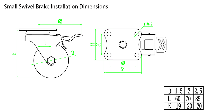 small pu casters brake drawing small pu casters brake drawing